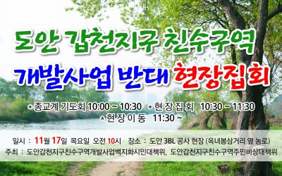 11월 17일(목) 갑천지구 친수구역 개발사업 반대 현장집회